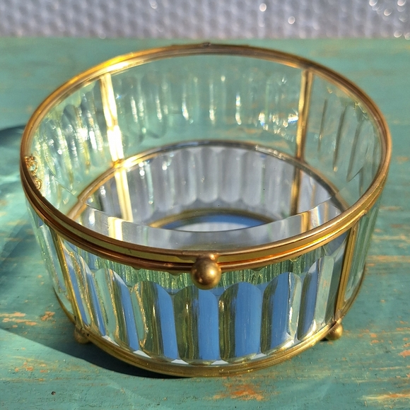 Glass Display Box Gold Metal Jewelry Box Display Case Holder Stained Glass - Picture 16 of 16